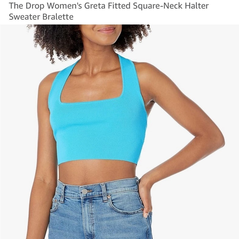 Square neck halter sweater bralette